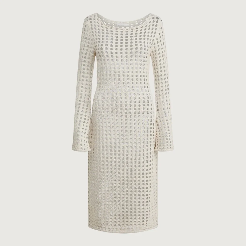 Oak & Fort Swimsuit Cover Up Crochet Dress in Cream for Women - Size Medium - Picture 1 of 8